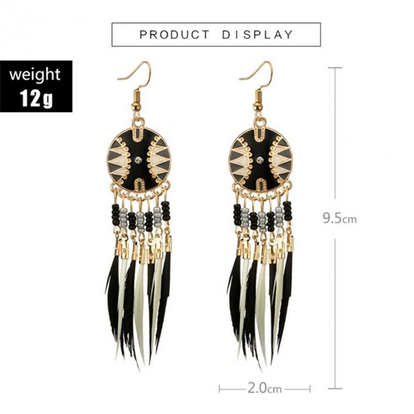 Chic Black and Gold Dangle Earrings - Picture 7 of 8